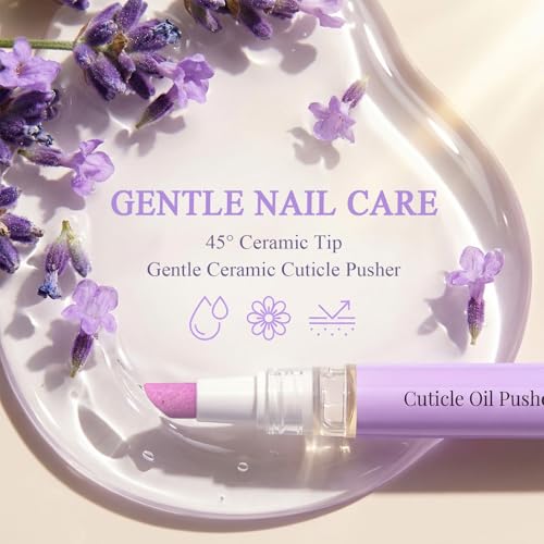 Plman 2-in-1 Cuticle Oil Pen and Ceramic Pusher - Lavender Nail Care
