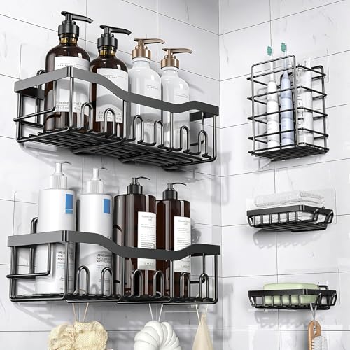 14 Pack Adhesive Shower Caddy Replacement Hooks, Waterproof No-Drill Strips