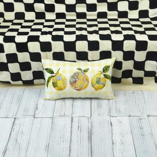 ONWAY Lemon Yellow Buffalo Plaid Throw Pillow Cover 12x20