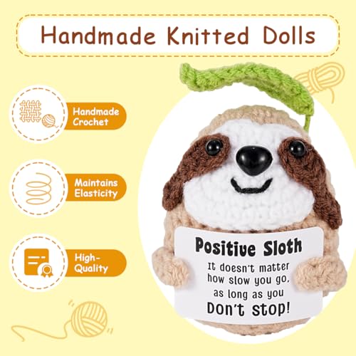 Handmade Positive Crochet Sloth with Encouragement Card