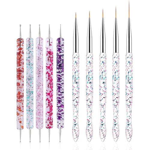 FULINJOY 10-Piece Nail Art Kit with Dotting Tools and Liner Brushes