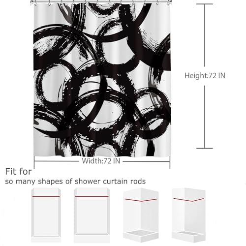 VAVBYE Black White Shower Curtain Abstract Geometric 72x72 in - 01