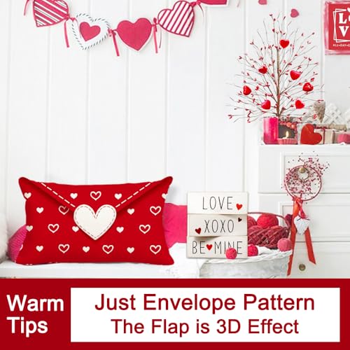Valentine Heart Lumbar Pillow Cover 12x20 Red Envelope Decor