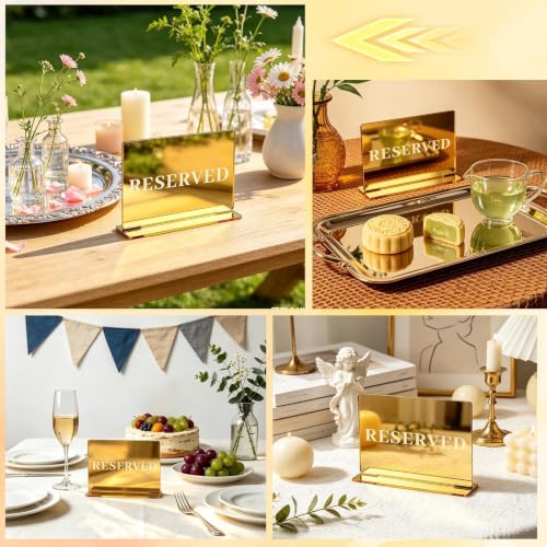 3pcs Gold Reserved Table Signs - 3.94" x 2.76" Acrylic Seating Markers
