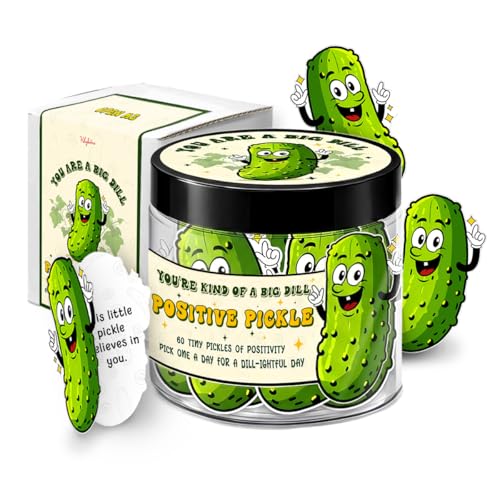 Kilyhome Pickle Jar with 60 Daily Affirmation Cards - Funny Gift for Teens