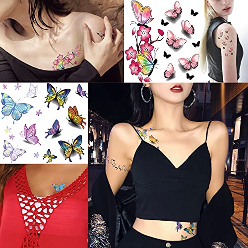 Butterfly Temporary Tattoos - 30 Pack Waterproof 3D Realistic Body Art
