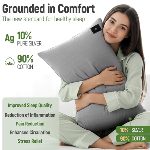 Pillowcase Upgraded 10% Silver Fiber Grounding Pillowcase, 90% Cotton