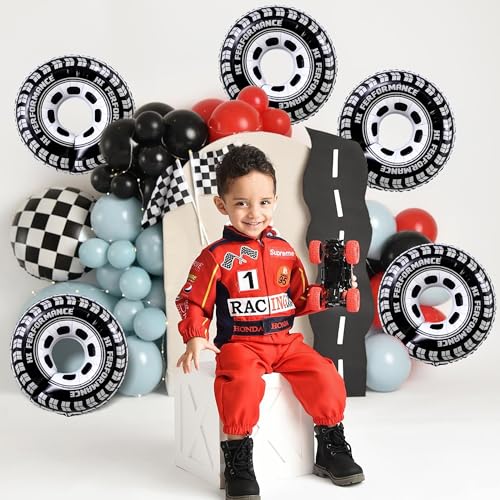 30-Inch Tire Balloons - 6PCS Race Car Party Decorations