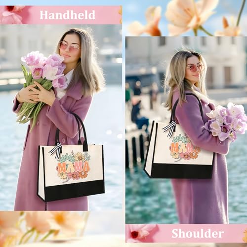 Mama Bags 2 - Personalized Canvas Tote & Makeup Bag Set for Mom