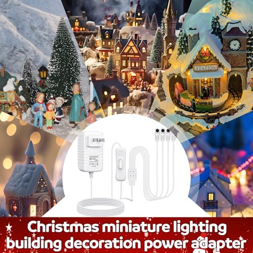 Relaxweex 4 Output Heads Power Adapter with Switch - White, 4.5V, 4-Outlet