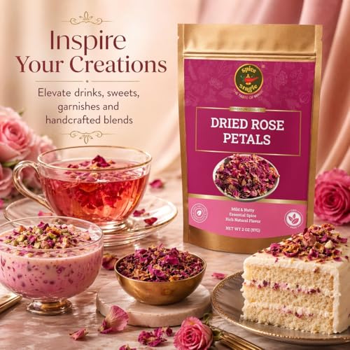 Spice Magic Culinary-Grade Dried Rose Petals - Edible 2 oz (57g) Pouch