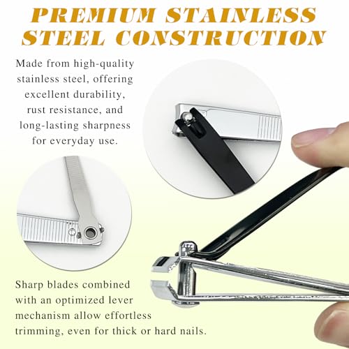 Black Stainless Steel Nail Clippers Set - 2PCS Large Trimmers