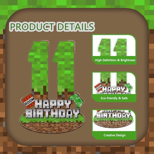 Pixel Miner Number 6 Acrylic Birthday Centerpiece Sign