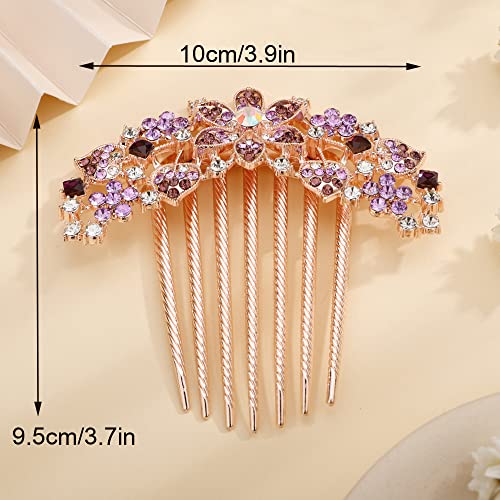 Missgrace Crystal Floral Wedding Hair Comb Rhinestone Bridal Side Comb
