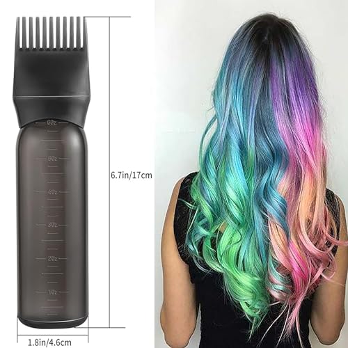 Pairswind 200ml Hair Oiling and Dye Bottle 2-Pack with Scalp Comb