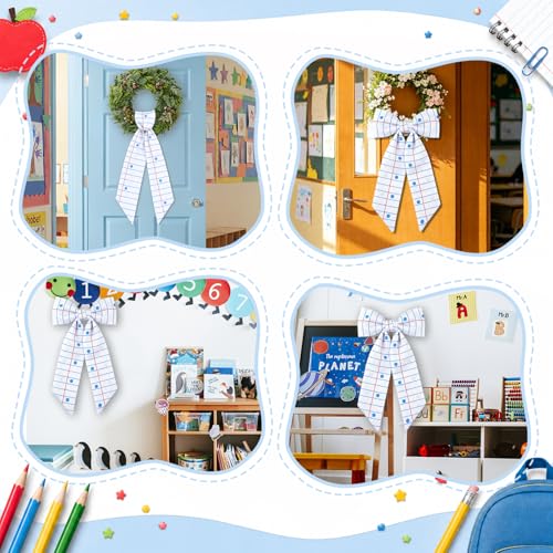 Notebook Paper Wreath Sash - 56'' x 4.5'' Decorative Ribbon for Back to School | Teacher Appreciation