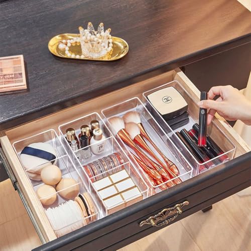 WECHENG Clear Acrylic Makeup Organizer with 3 Compartments