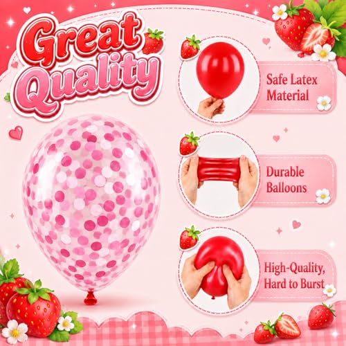 30pc Strawberry Balloon Arch Kit - Pink and Red Birthday Party Decorations