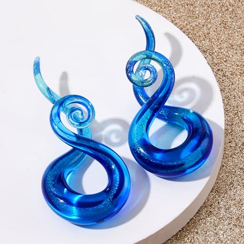 Stuppendux Glass Spiral Ear Tapers and Plugs - 2PC Body Piercing Jewelry