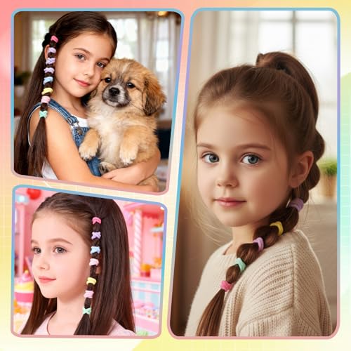500 Pcs Toddler Hair Ties - Soft Multicolor Elastic Ponytail Holders