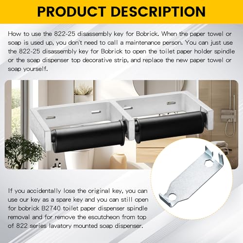 5-Pack Bobrick B2740 Toilet Paper Dispenser Key 822-25