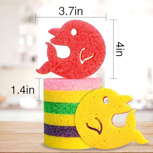 SmilePowo 5-Pack Dual-Sided Non-Scratch Kitchen Sponges