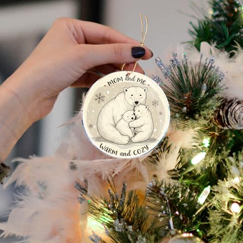 Mom and Me Polar Bear Christmas Ornament - 3.6 in Acrylic Holiday Decor