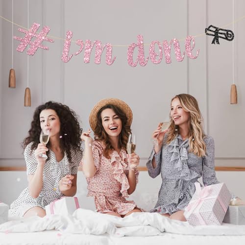 I'm Done Graduation Banner - Pink Glitter Party Decor