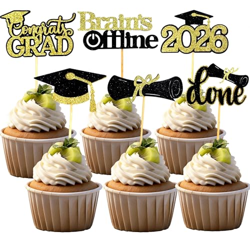 Graduation Cupcake Toppers 2026 - 36 Glitter Designs for Parties