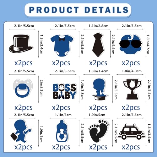 24pcs Baby Boy Cake Toppers - Cute Cartoon Designs for Parties