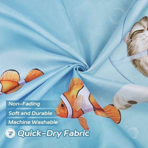 Dazzlewall Funny Ocean Cat Shower Curtain, 72x72 Inch Waterproof Polyester