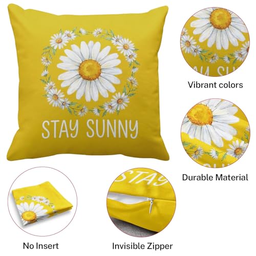 Cosovia Daisy Gnome Throw Pillow Covers 18x18, Set of 4, Soft Plush