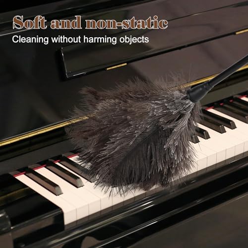 14.9 Inch Natural Ostrich Feather Duster - Lightweight Handheld for Cleaning