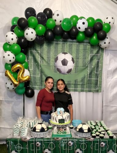 50 Pcs Soccer Balloons - 12 Inch Green & Black Latex Birthday Decorations