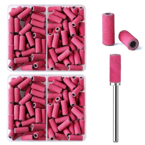 ASWEINA Small Nail Sanding Bands Set with 3.1mm Mandrel Bit - 160 Pcs 240# Fine Grit for Acrylic & Gel Manicures