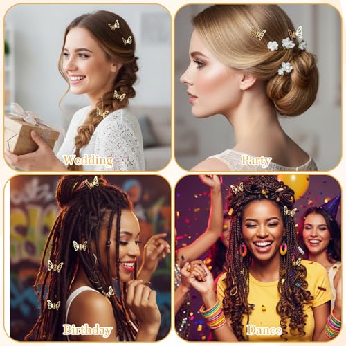 30Pcs Gold Metal Butterfly Hair Clips Mini Claw Clips for Braids