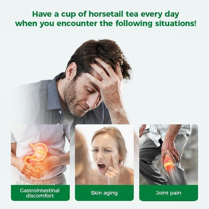WOTIHA 60 Count Premium Horsetail Tea Bags - 100% Natural Pure Herb, Supports Hair & Nail Health, Caffeine/Additive/Sugar-Free, Non-GMO, Cola De Caballo Hierba
