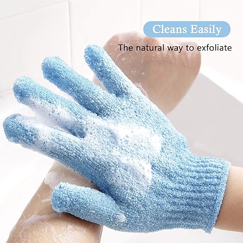 BlingKingdom Exfoliating Bath Gloves 1 Pair - Blue Body Scrub Mitts