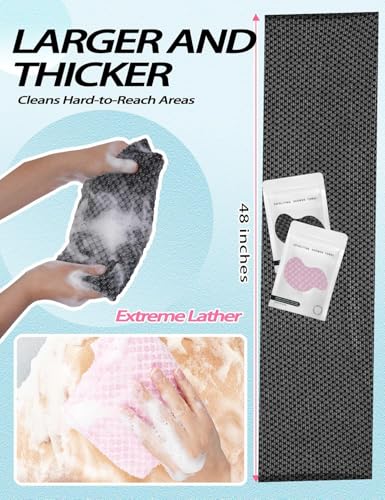 Exfoliating Shower Towel - 48" Premium Washcloth for Body & Face