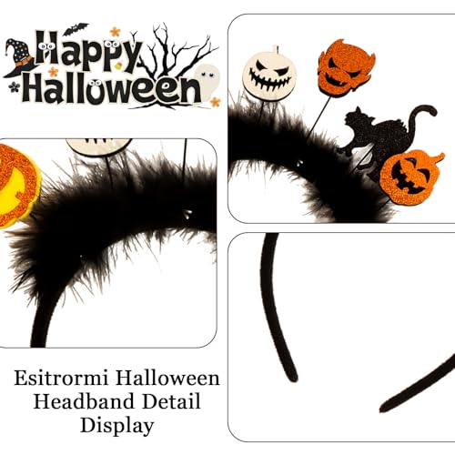 2 Pcs Halloween Feather Headbands Ghost Pumpkin Spider Web Hair Accessories