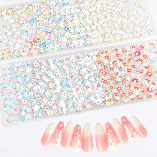 30 Sheets Floral Nail Art Stickers 3D Self-Adhesive Flower Decals