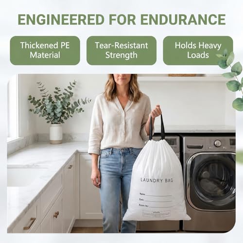 Large Disposable Laundry Bags with Drawstring - 20 Pack, 20.87"x15.75"
