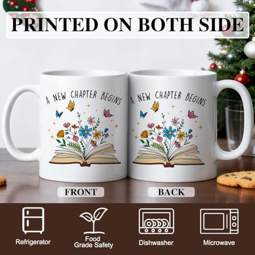 Funny 11oz Ceramic Coffee Mug - A New Chapter Begins Multicolor Gift for Women