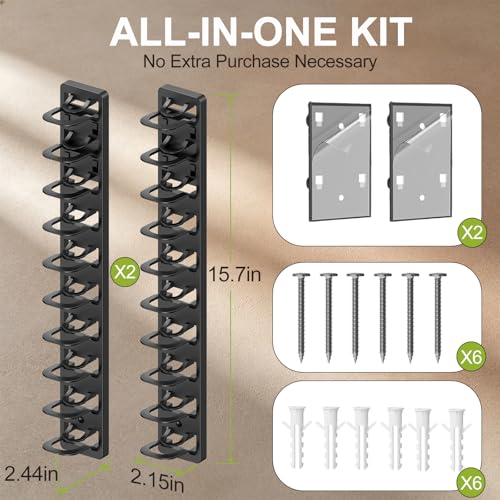 Hat Organizer for Baseball Caps - Black 2 Pack, Wall-Mounted Storage