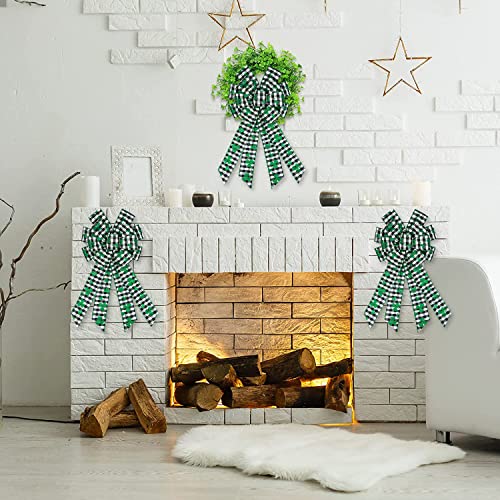 Hying Large St. Patrick's Day Buffalo Plaid Wreath Bow with Shamrock