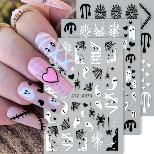 Posyofet 6 Sheets Halloween 3D Self-Adhesive Nail Art Decals