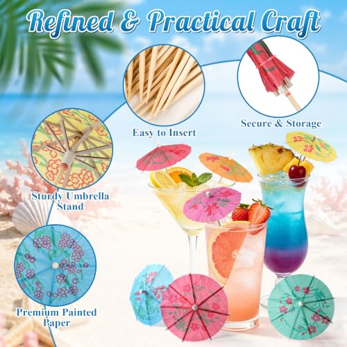 Multicolor 60 Mini Cocktail Umbrellas Drink Picks - Tropical Party Decorations