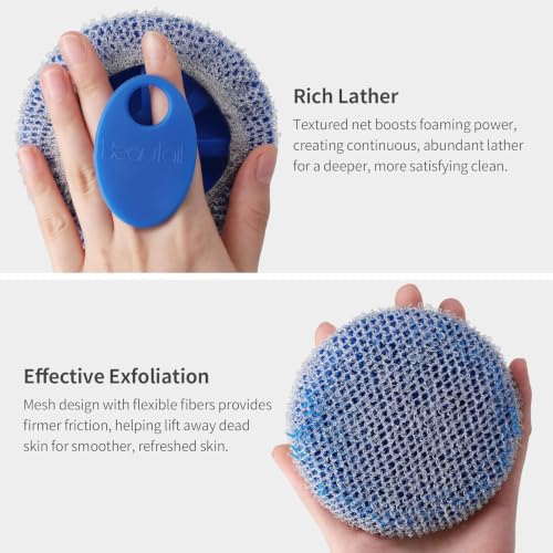 BEAUTAIL Silicone Body Scrubber & Exfoliating Bath Net 2-Piece Set