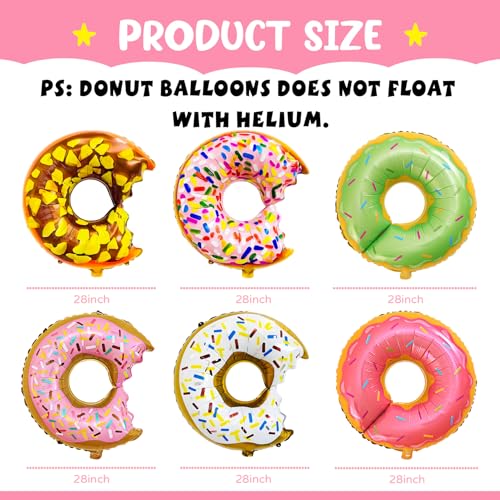 Giant Pink Donut Foil Balloons Set – 6 Pack for Birthday Decor
