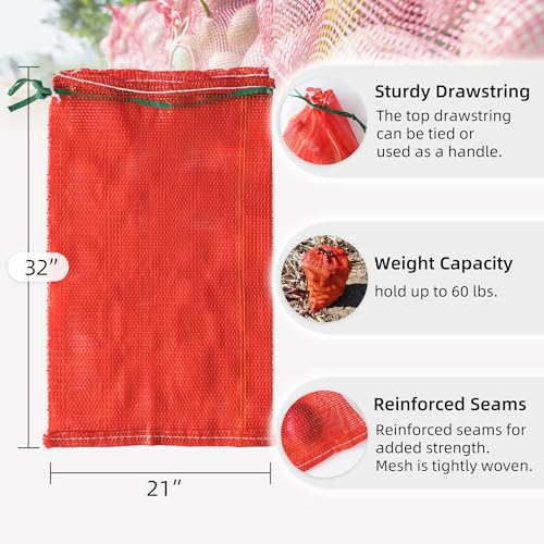 Deebree Extra Large Mesh Produce Bags - 10 Pack, 21" x 32", 60 lbs Capacity